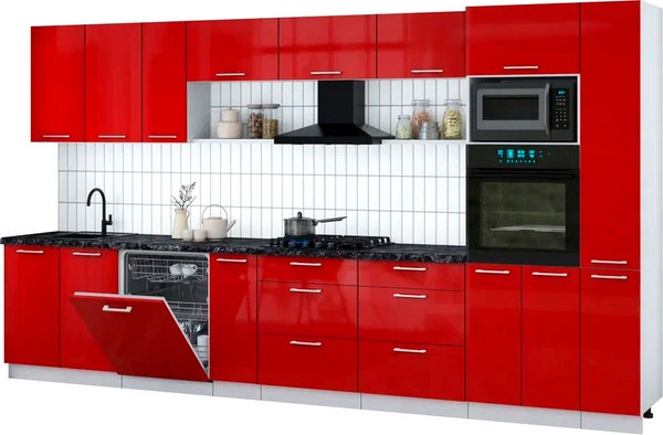 Кухонный гарнитур Интерлиния Мила Gloss 3.8-ПМ1 - фото