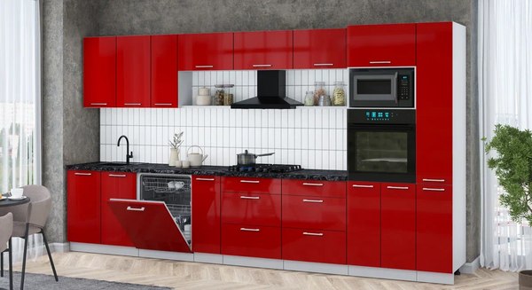 Кухонный гарнитур Интерлиния Мила Gloss 3.8-ПМ1