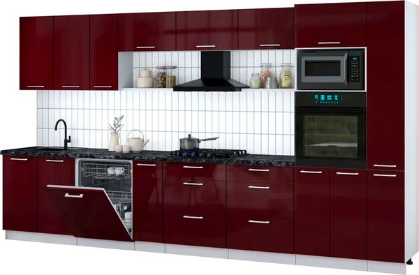 Кухонный гарнитур Интерлиния Мила Gloss 3.8-ПМ1 - фото