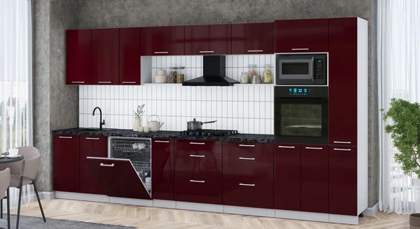 Кухонный гарнитур Интерлиния Мила Gloss 3.8-ПМ1