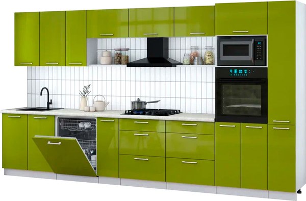 Кухонный гарнитур Интерлиния Мила Gloss 3.8-ПМ1 - фото