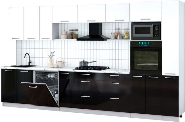 Кухонный гарнитур Интерлиния Мила Gloss 3.8-ПМ1 - фото