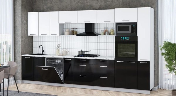 Кухонный гарнитур Интерлиния Мила Gloss 3.8-ПМ1