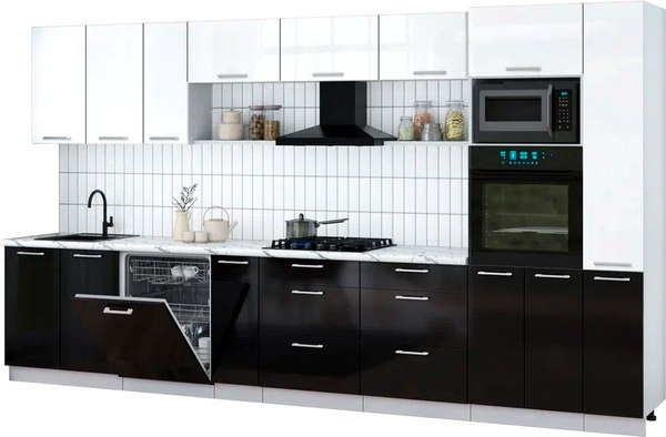 Кухонный гарнитур Интерлиния Мила Gloss 3.8-ПМ1 - фото