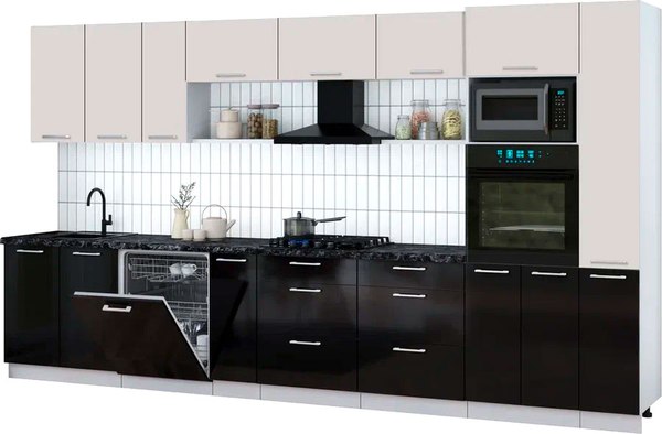 Кухонный гарнитур Интерлиния Мила Gloss 3.8-ПМ1 - фото