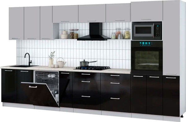 Кухонный гарнитур Интерлиния Мила Gloss 3.8-ПМ1 - фото