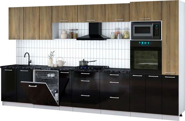 Кухонный гарнитур Интерлиния Мила Gloss 3.8-ПМ1 - фото