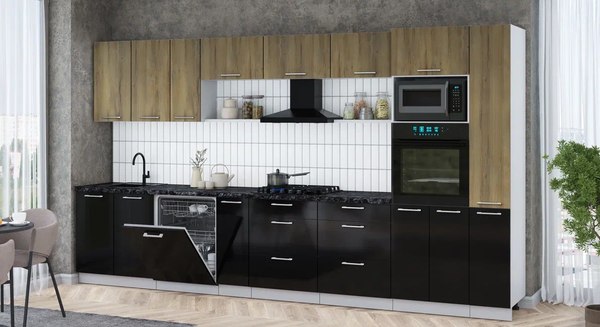 Кухонный гарнитур Интерлиния Мила Gloss 3.8-ПМ1