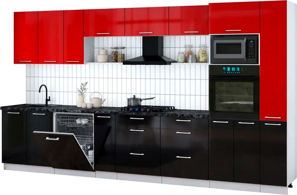 Кухонный гарнитур Интерлиния Мила Gloss 3.8-ПМ1 - фото