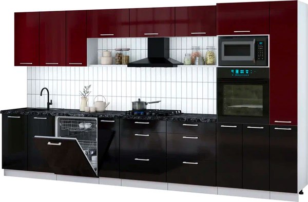 Кухонный гарнитур Интерлиния Мила Gloss 3.8-ПМ1 - фото