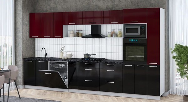 Кухонный гарнитур Интерлиния Мила Gloss 3.8-ПМ1