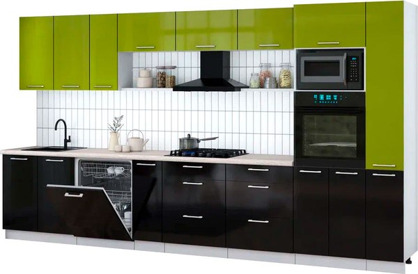 Кухонный гарнитур Интерлиния Мила Gloss 3.8-ПМ1 - фото