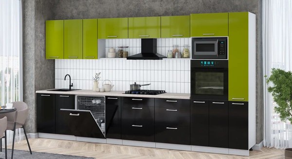 Кухонный гарнитур Интерлиния Мила Gloss 3.8-ПМ1