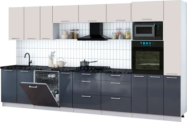 Кухонный гарнитур Интерлиния Мила Gloss 3.8-ПМ1 - фото