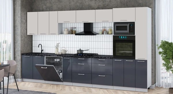 Кухонный гарнитур Интерлиния Мила Gloss 3.8-ПМ1