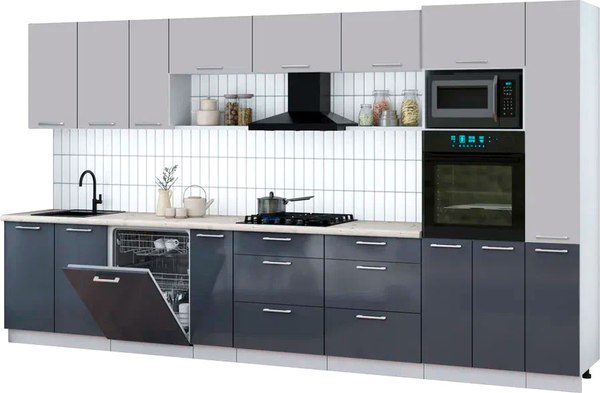 Кухонный гарнитур Интерлиния Мила Gloss 3.8-ПМ1 - фото