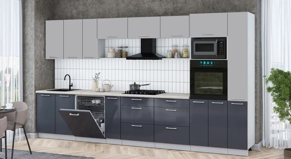 Кухонный гарнитур Интерлиния Мила Gloss 3.8-ПМ1