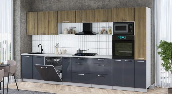 Кухонный гарнитур Интерлиния Мила Gloss 3.8-ПМ1