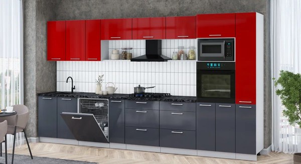 Кухонный гарнитур Интерлиния Мила Gloss 3.8-ПМ1