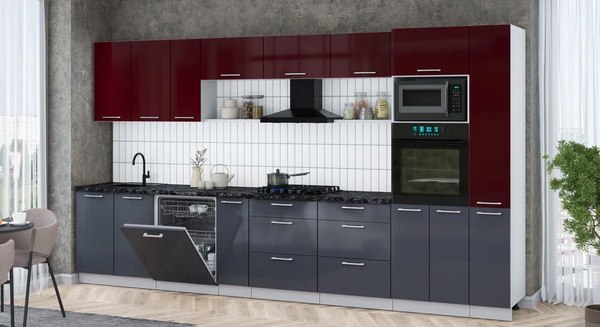 Кухонный гарнитур Интерлиния Мила Gloss 3.8-ПМ1