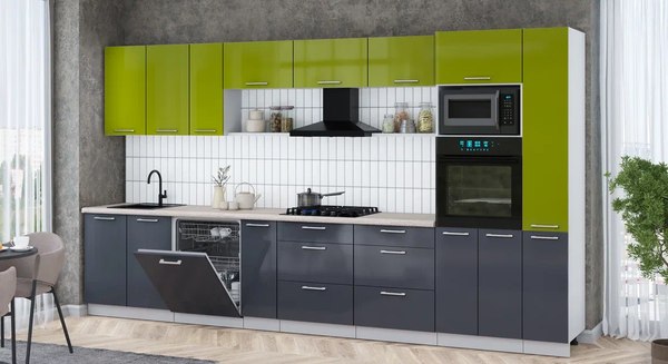 Кухонный гарнитур Интерлиния Мила Gloss 3.8-ПМ1