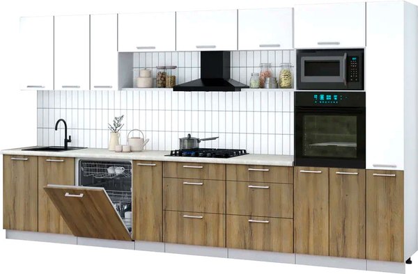 Кухонный гарнитур Интерлиния Мила Gloss 3.8-ПМ1 - фото