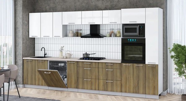 Кухонный гарнитур Интерлиния Мила Gloss 3.8-ПМ1