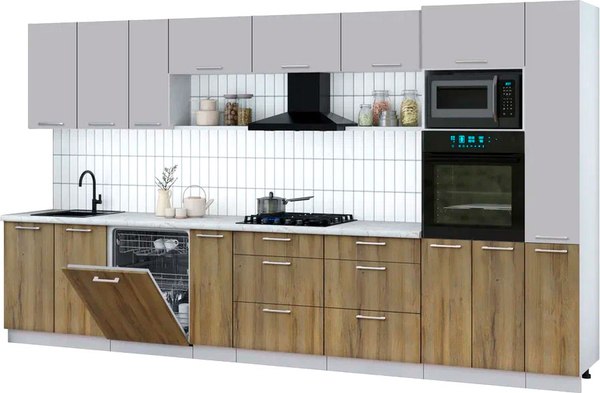 Кухонный гарнитур Интерлиния Мила Gloss 3.8-ПМ1 - фото