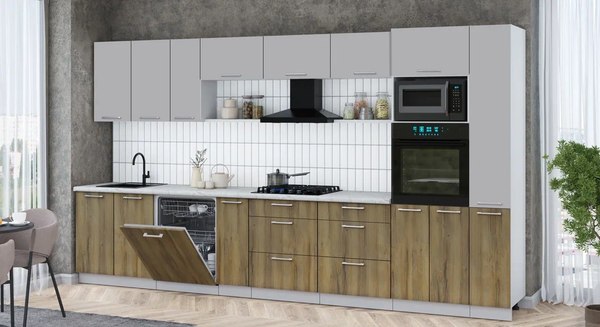 Кухонный гарнитур Интерлиния Мила Gloss 3.8-ПМ1