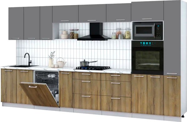 Кухонный гарнитур Интерлиния Мила Gloss 3.8-ПМ1 - фото