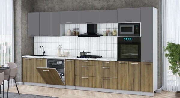 Кухонный гарнитур Интерлиния Мила Gloss 3.8-ПМ1