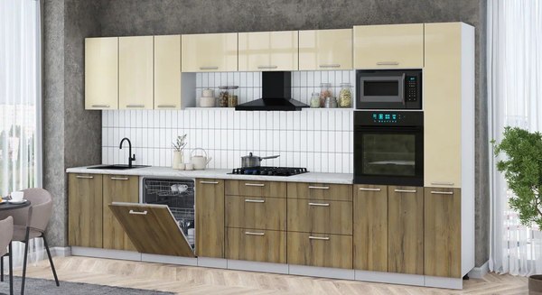 Кухонный гарнитур Интерлиния Мила Gloss 3.8-ПМ1