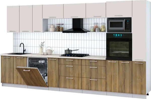 Кухонный гарнитур Интерлиния Мила Gloss 3.8-ПМ1 - фото