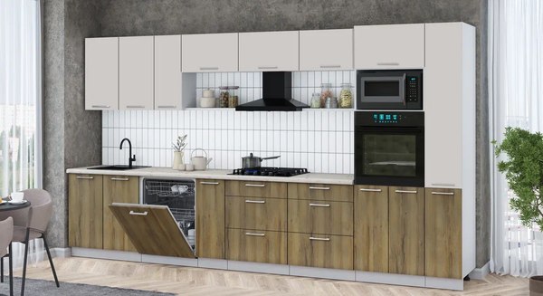 Кухонный гарнитур Интерлиния Мила Gloss 3.8-ПМ1