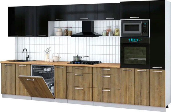 Кухонный гарнитур Интерлиния Мила Gloss 3.8-ПМ1 - фото