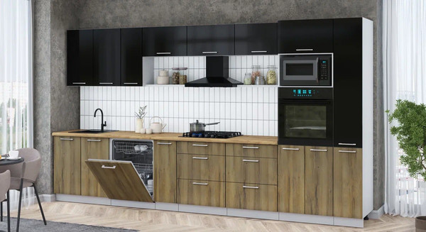 Кухонный гарнитур Интерлиния Мила Gloss 3.8-ПМ1