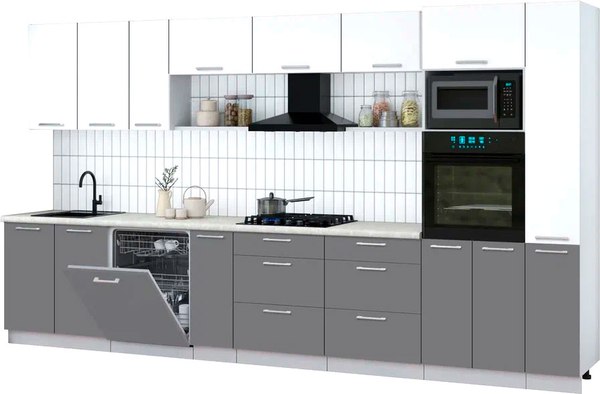 Кухонный гарнитур Интерлиния Мила Gloss 3.8-ПМ1 - фото