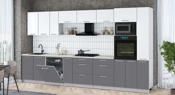 Кухонный гарнитур Интерлиния Мила Gloss 3.8-ПМ1