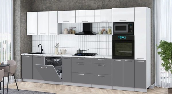 Кухонный гарнитур Интерлиния Мила Gloss 3.8-ПМ1