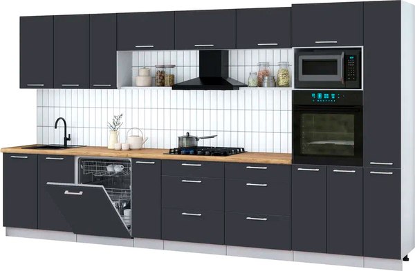 Кухонный гарнитур Интерлиния Мила Gloss 3.8-ПМ1 - фото