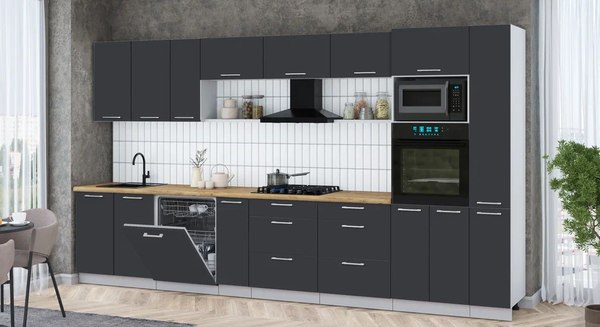 Кухонный гарнитур Интерлиния Мила Gloss 3.8-ПМ1