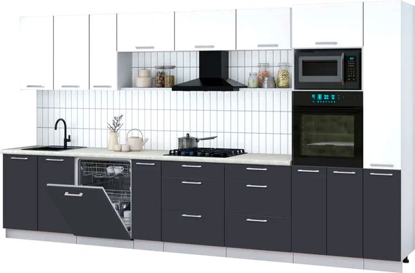 Кухонный гарнитур Интерлиния Мила Gloss 3.8-ПМ1 - фото