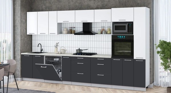 Кухонный гарнитур Интерлиния Мила Gloss 3.8-ПМ1