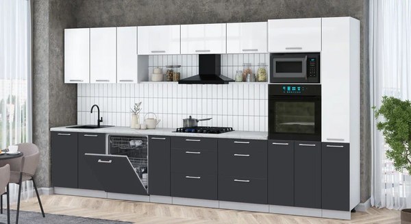 Кухонный гарнитур Интерлиния Мила Gloss 3.8-ПМ1