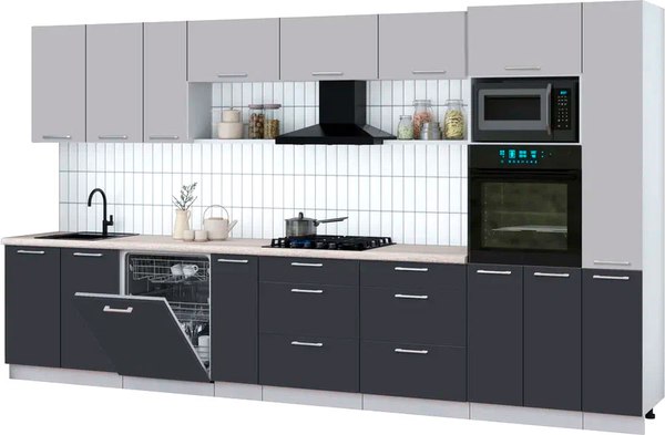 Кухонный гарнитур Интерлиния Мила Gloss 3.8-ПМ1 - фото