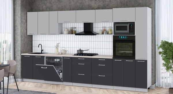 Кухонный гарнитур Интерлиния Мила Gloss 3.8-ПМ1