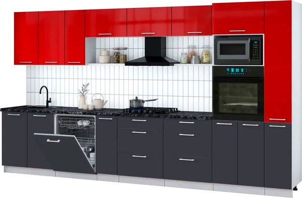 Кухонный гарнитур Интерлиния Мила Gloss 3.8-ПМ1 - фото