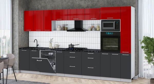 Кухонный гарнитур Интерлиния Мила Gloss 3.8-ПМ1