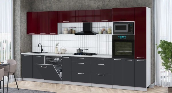 Кухонный гарнитур Интерлиния Мила Gloss 3.8-ПМ1