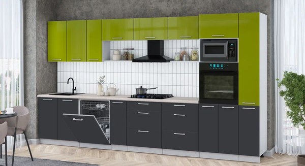 Кухонный гарнитур Интерлиния Мила Gloss 3.8-ПМ1